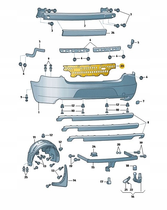 WZMOCNIENIE MOCOWANIE ZDERZAKA TYL SKODA SUPERB 2 Installation side Rear