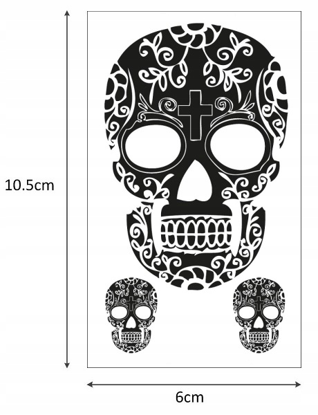 TATUAŻ TYMCZASOWY ZMYWALNY WODOODPORNY DAMSKI MĘSKI TRUPIA CZASZKA CZACHA Marka inny