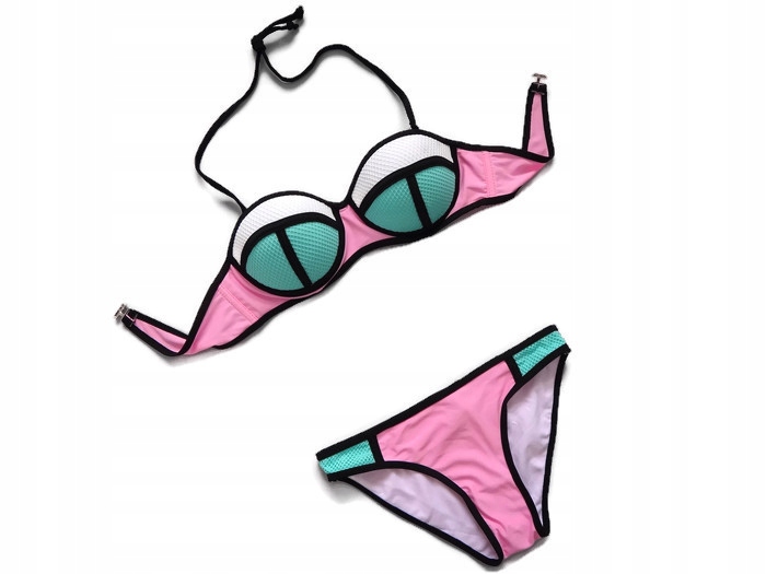 

3 kolory Strój Kąpielowy Bikini Neonowe S 36