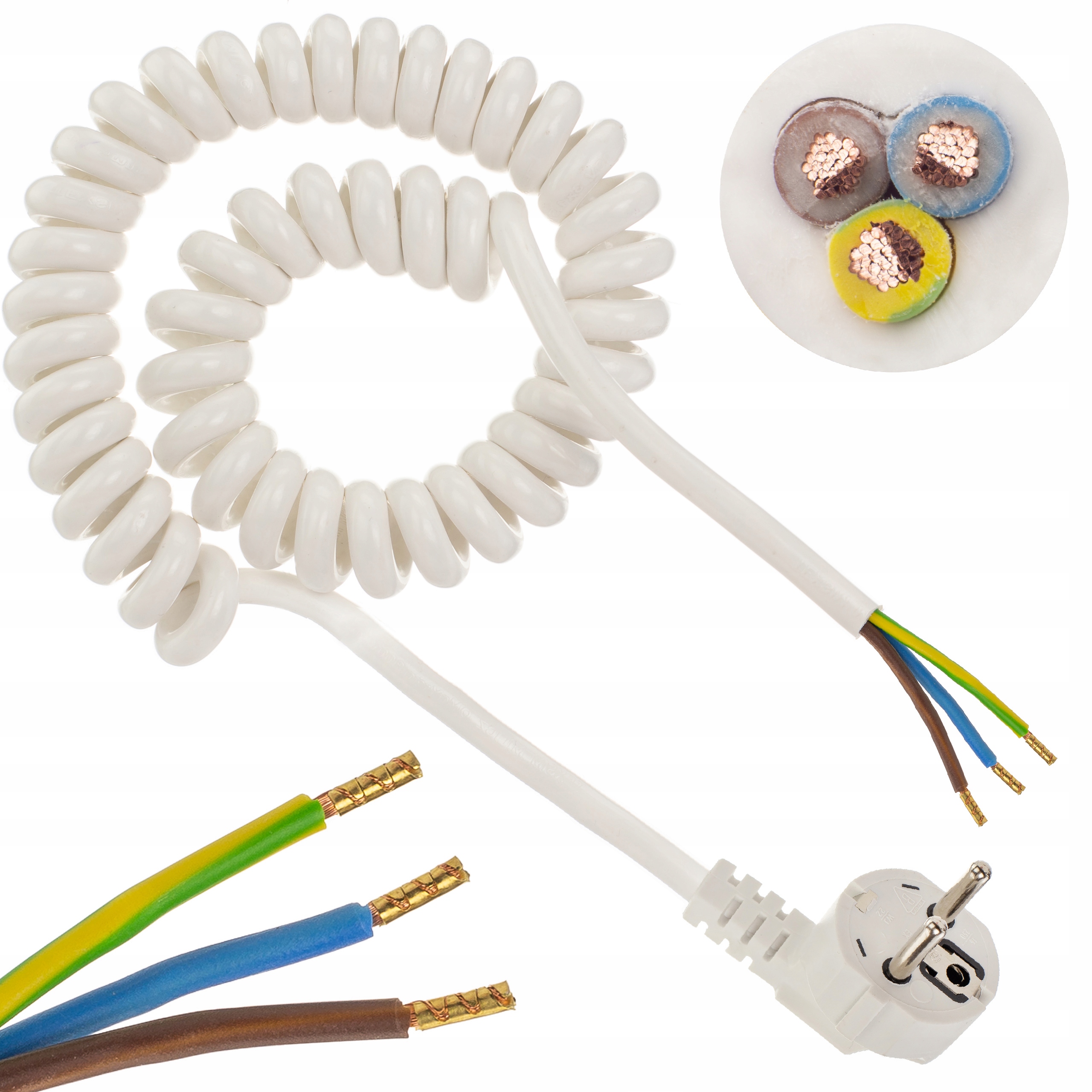 

Przewód kabel spiralny z wtyczką Omy 3x1 2,2m