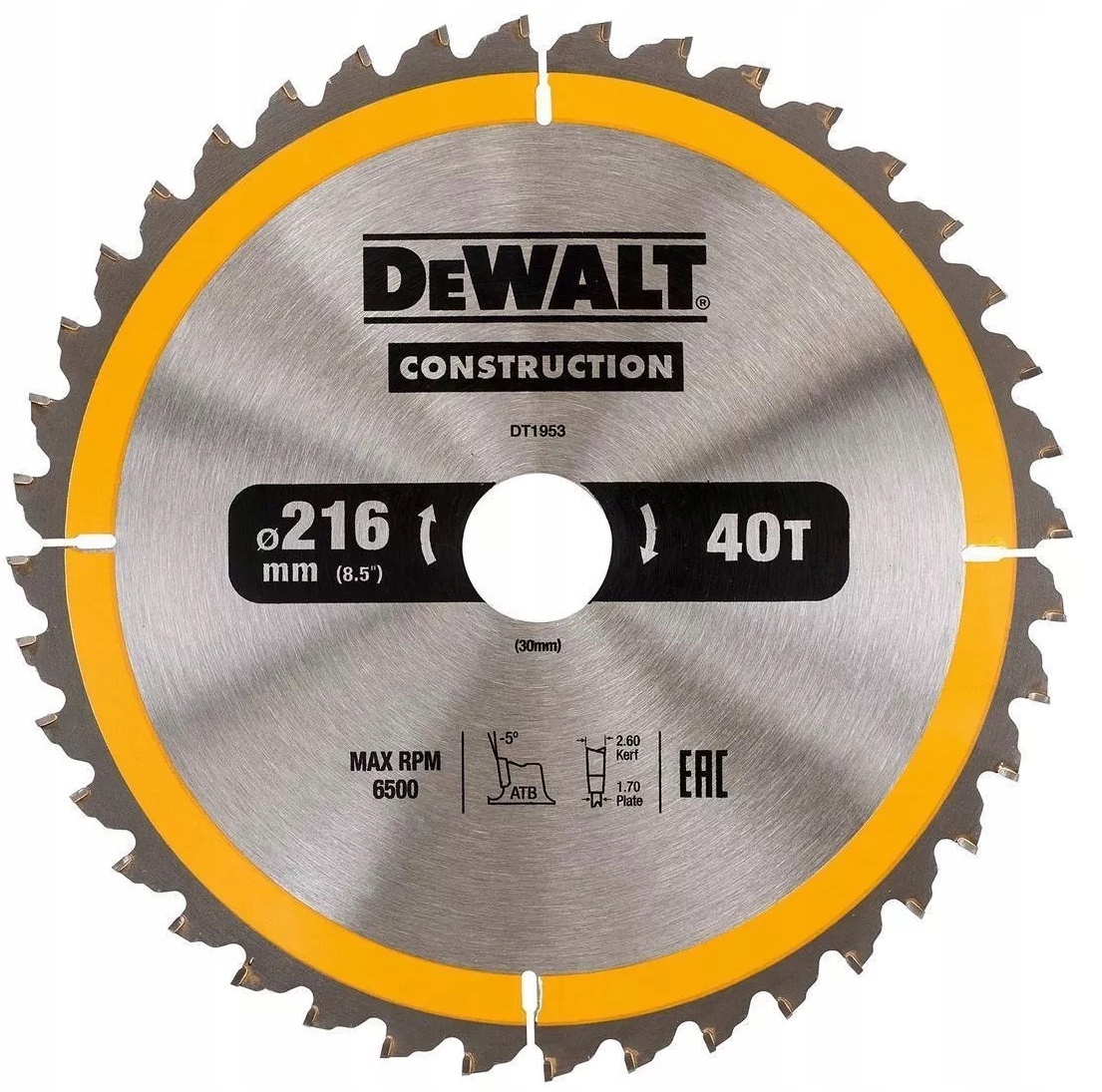 

DeWALT tarcza piła do drewna 216mm 30mm 40z DT1953