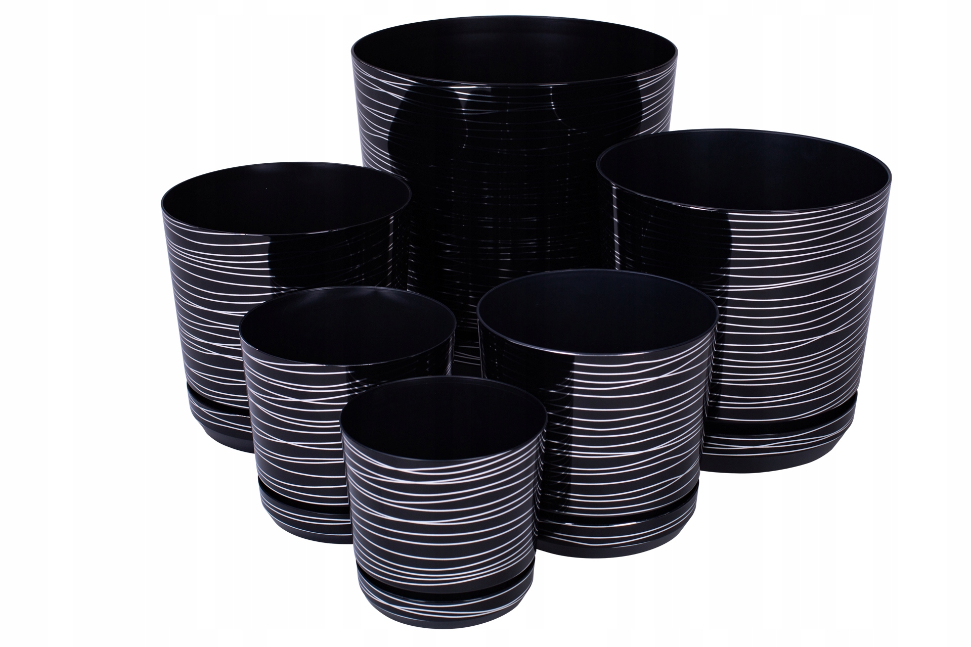 Doniczka DEKOR śr. 18 cm kolor czarny marmur Informacje dodatkowe podstawka w zestawie