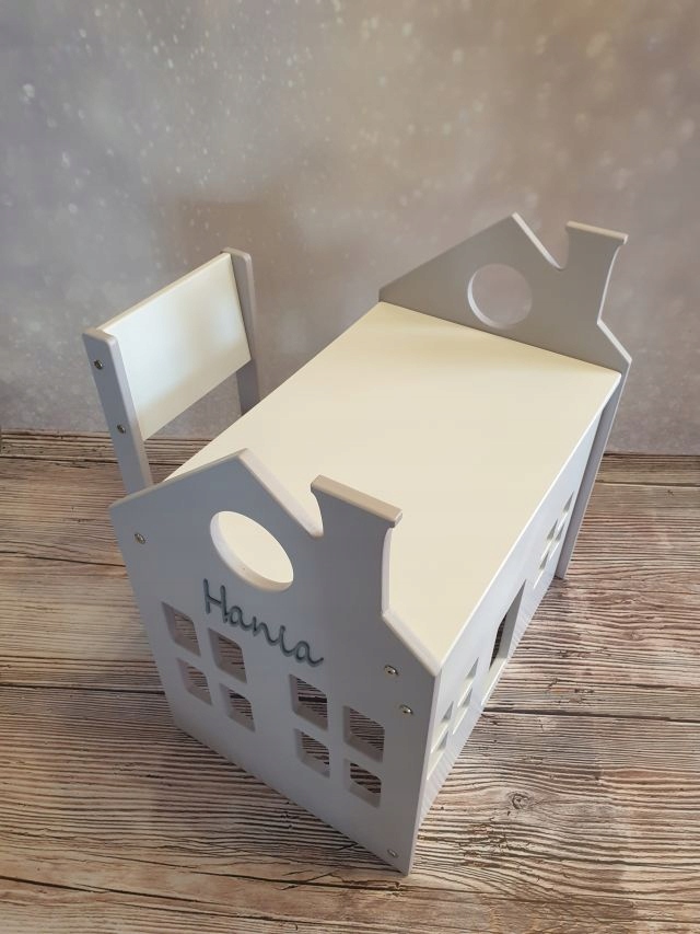 STOLIK Z KRZESEŁKIEM BIURKO DREWNIANE DLA DZIECI Szerokość stołu 61 cm