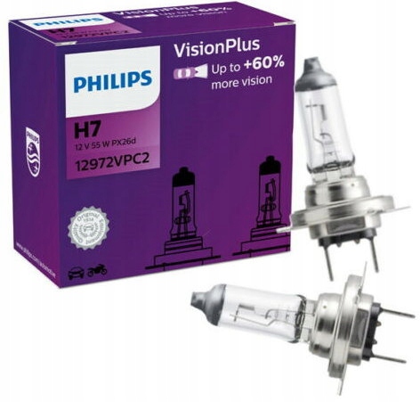 

Żarówki Philips H7 Visionplus +60% 12V 55W 2 Szt