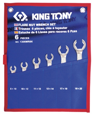 Kľúče Otvorené Pre Rúrky 8-24 mm 6ks Silné Puzdro King Tony 1306MRN