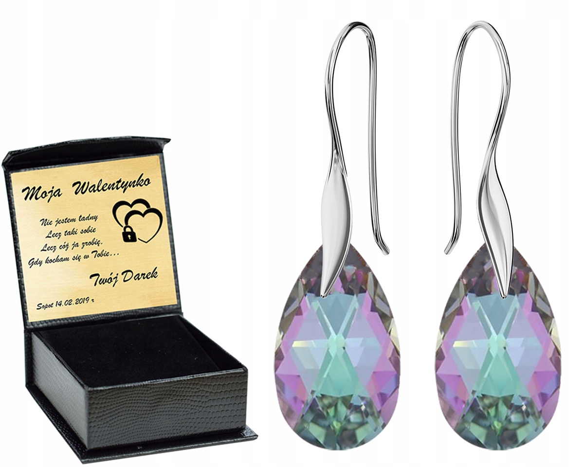 

Srebrne Kolczyki Almond Style Hook Swarovski Grawe