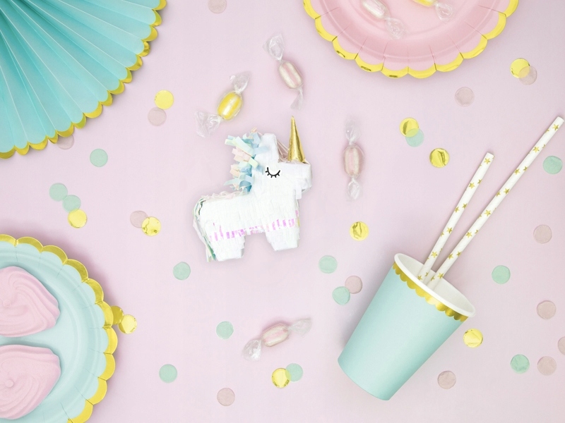 Słomki papierowe białe złote gwiazdki 10 szt Marka Party Deco