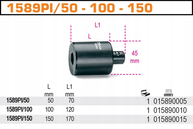 PRZEDŁUŻACZ DO ŚRUBY 1589VI 100MM BETA 1589PI/100 Marka Beta