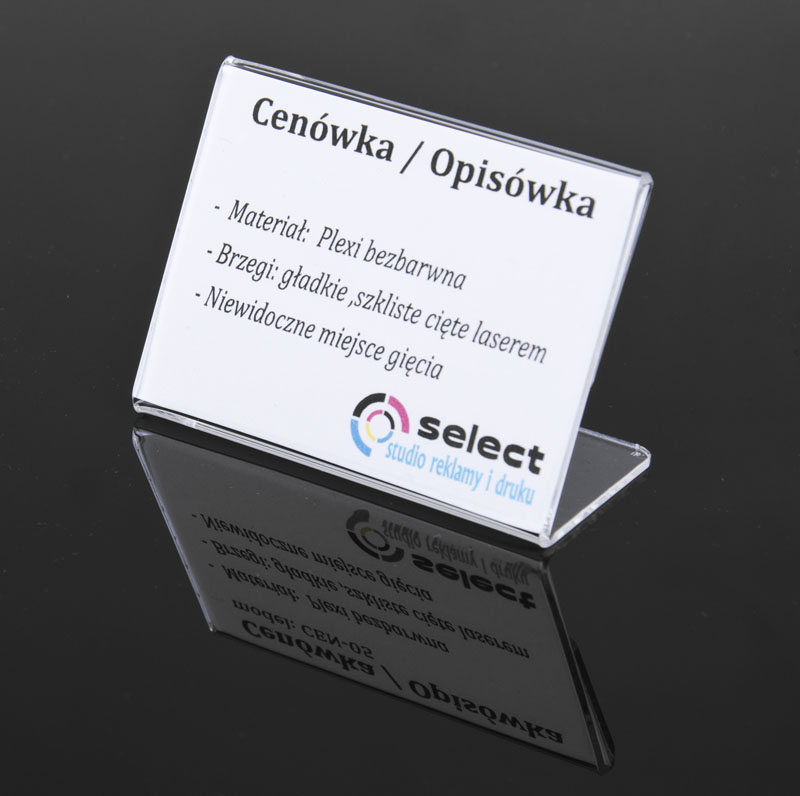 STOJAK NA CENĘ, OPIS - CENÓWKA 70x50 mm PLEXI Marka Select