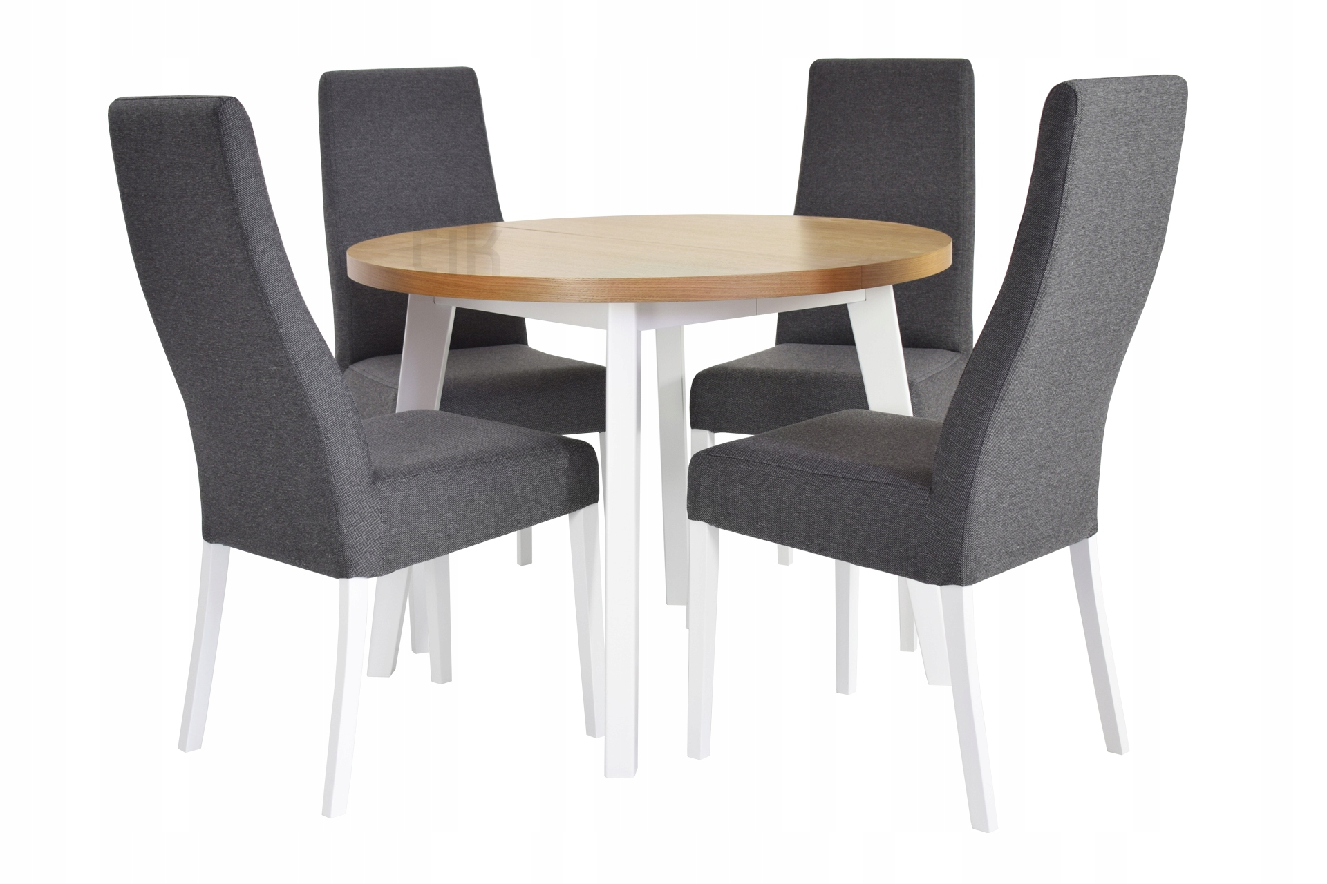 Stół okrągły S-84BI 90/2X50 rozkładany nogi białe Kolor mebla dąb naturalny