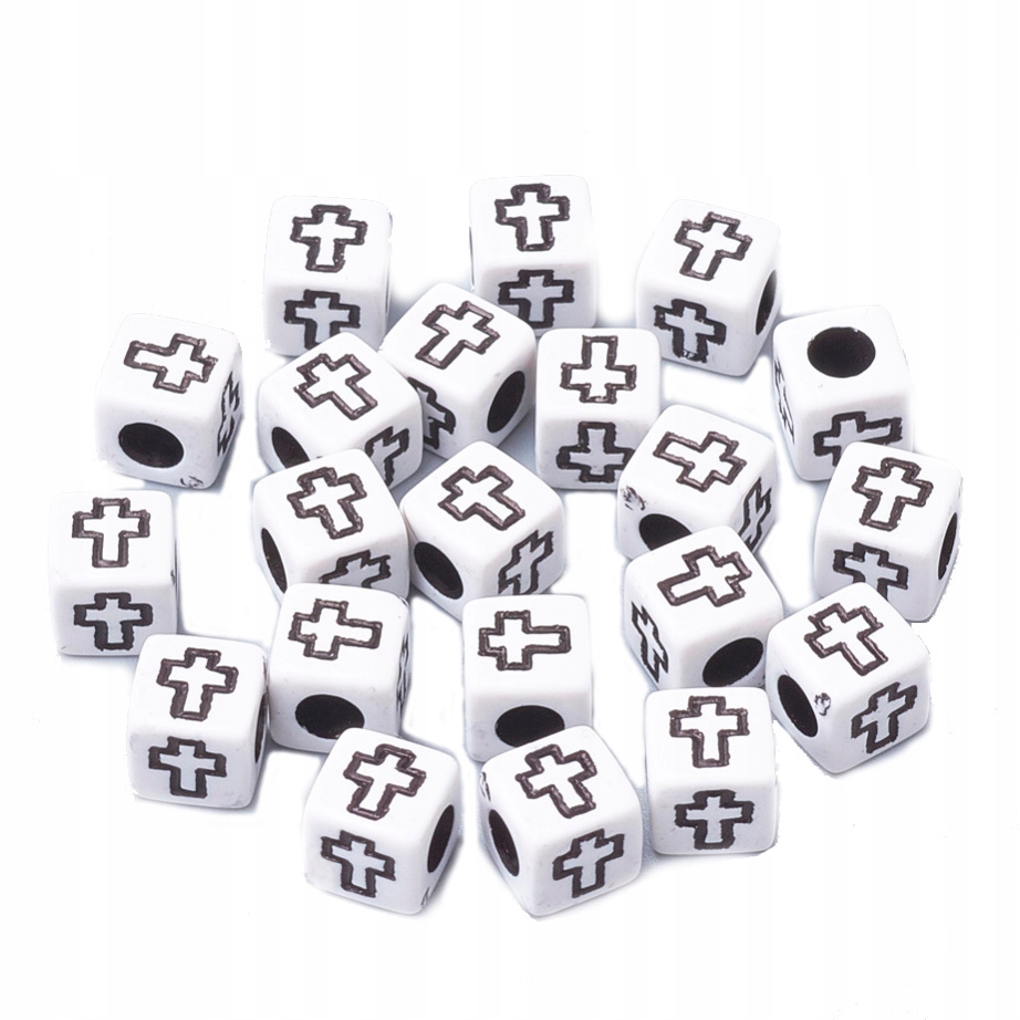 Koraliki Modułowe 6x6x6mm 20szt Krzyże czarne