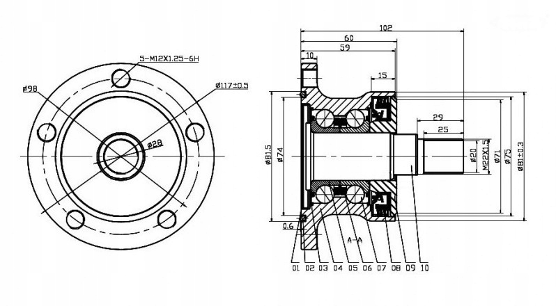 GRU-ROL5OTB - Необслуживаемая ступица 5-луночная дисковая борона