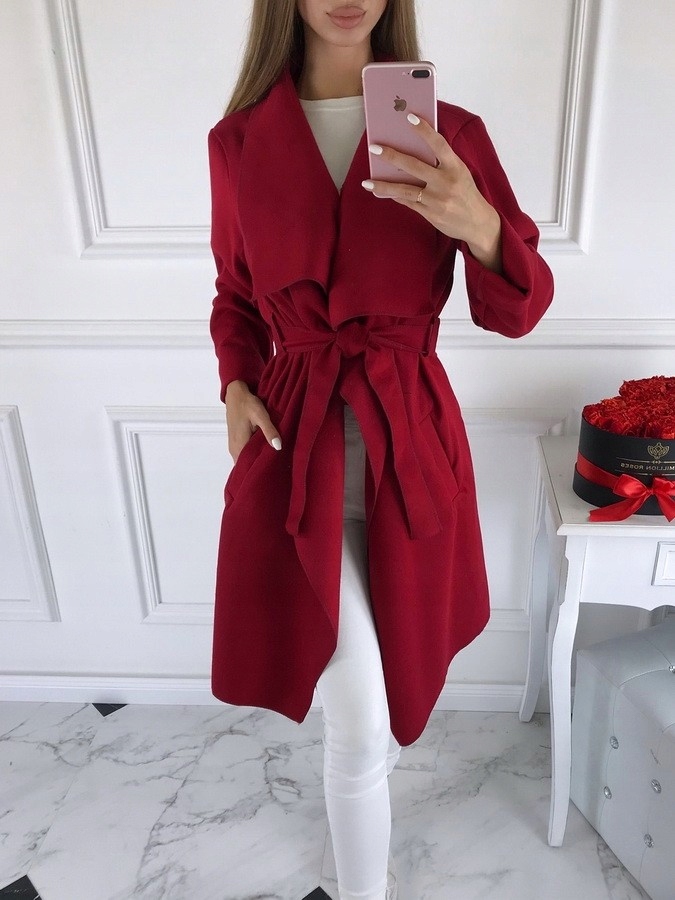 PL DŁUGI PŁASZCZ FLAUSZOWY DUŻO KOLOR FLAUSZ S M L Długość do kolan