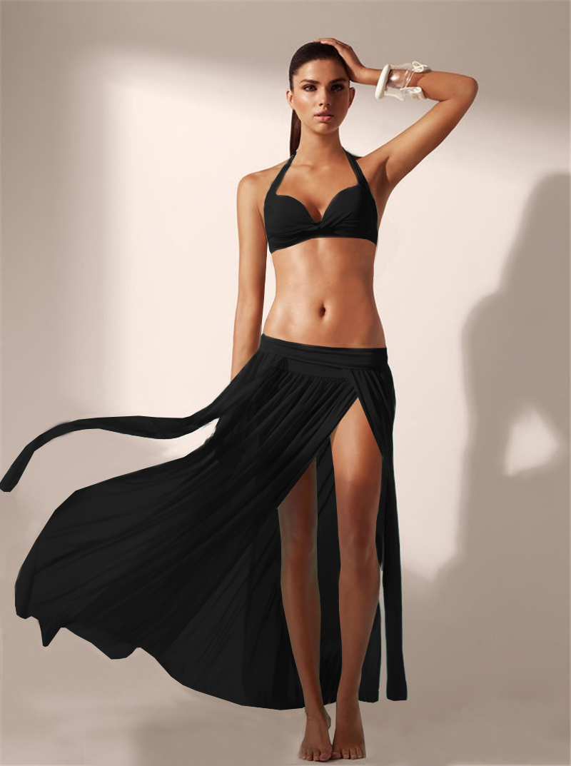 ZWIEWNA DŁUGA SPÓDNICA TIULOWA MAXI PLAŻOWA KOLORY Kolor czarny