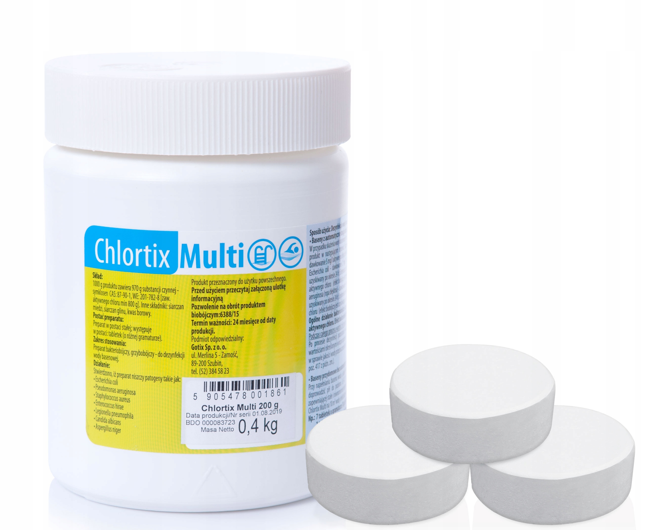 

Chlor w Tabletkach 200g Multifunkcyjne Gotix 0,4kg