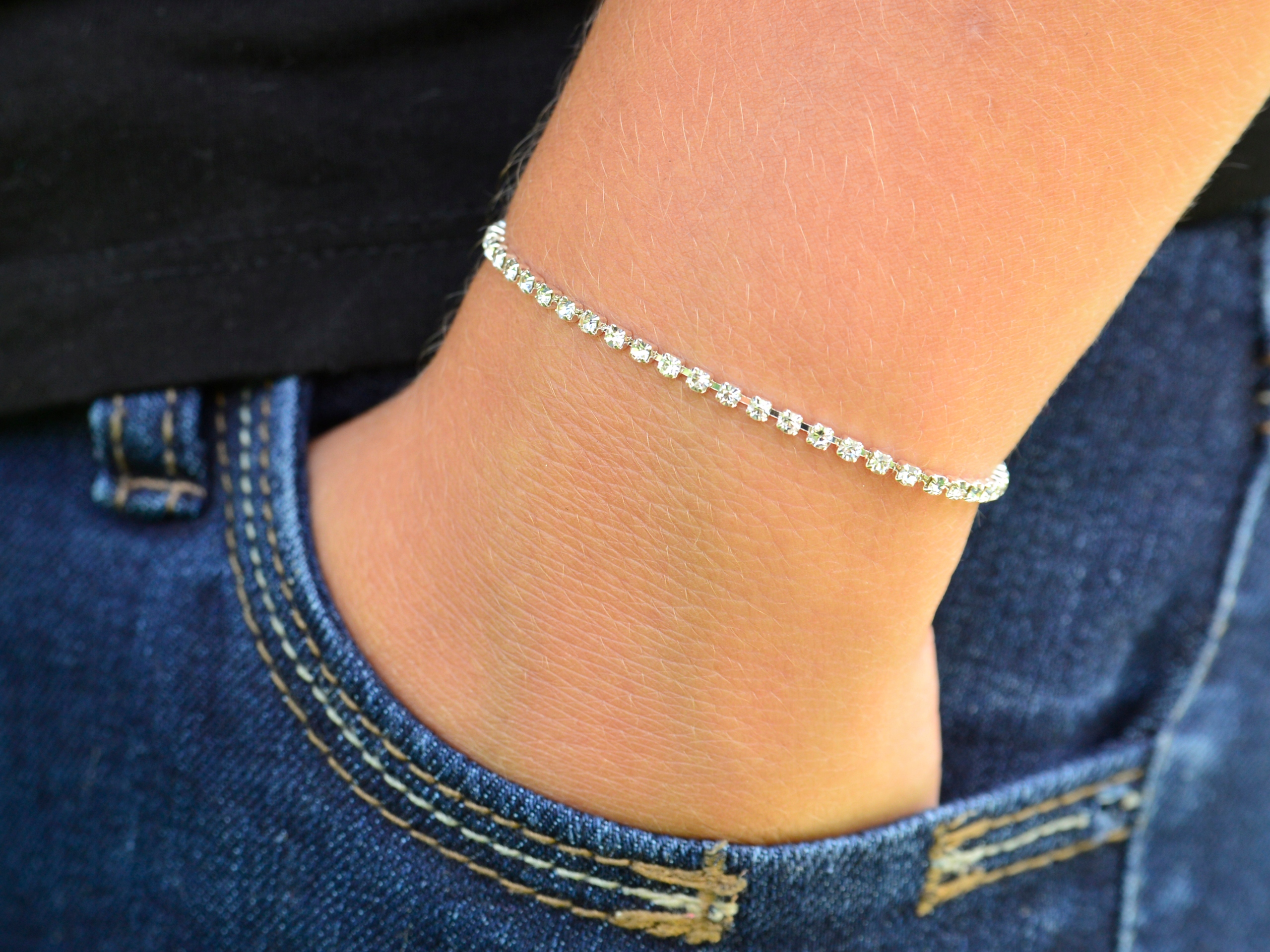 

Bransoletka celebrytka srebrna cyrkonie glamour