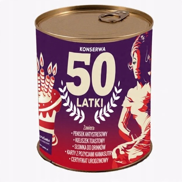 

Konserwa 50-LATKI urodziny akcesoria 50
