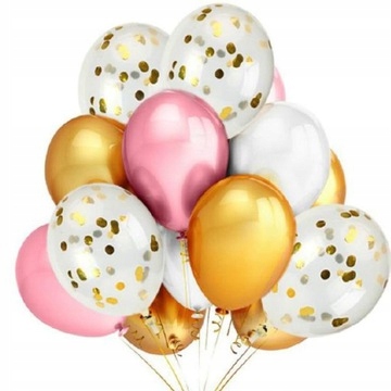 

Balony Różowe Złote z Konfetti Zestaw Panieński