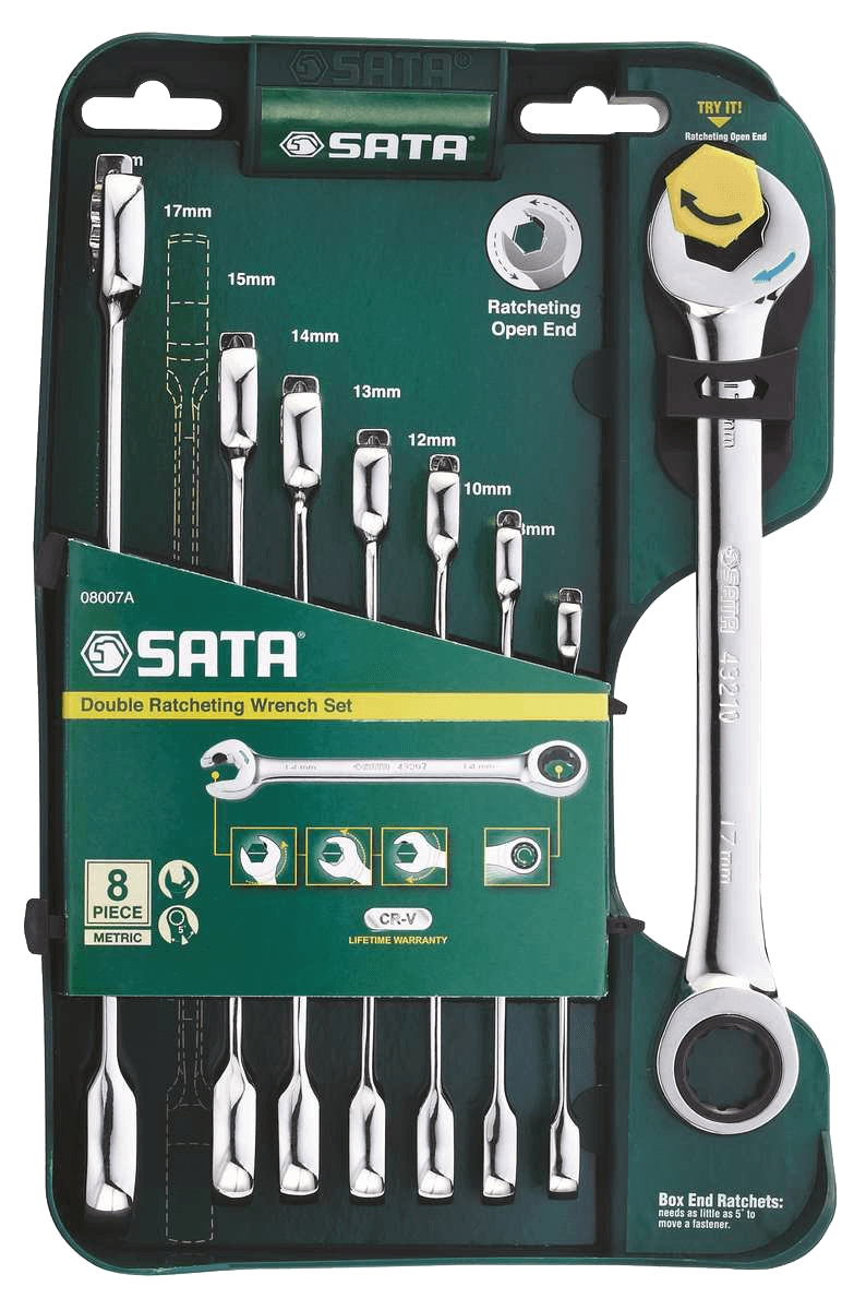 ГАЕЧНЫЕ КЛЮЧИ 8EL С ХРАПОВЫМ МЕХАНИЗМОМ SATA 08007A