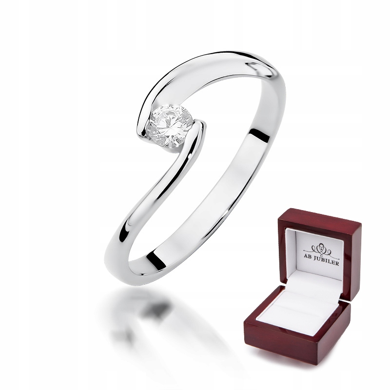 

Pierścionek 585 Zaręczynowy Brylant Białe Złoto