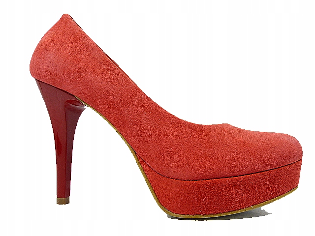 Korálové kožené lodičky na platformě Sala 35