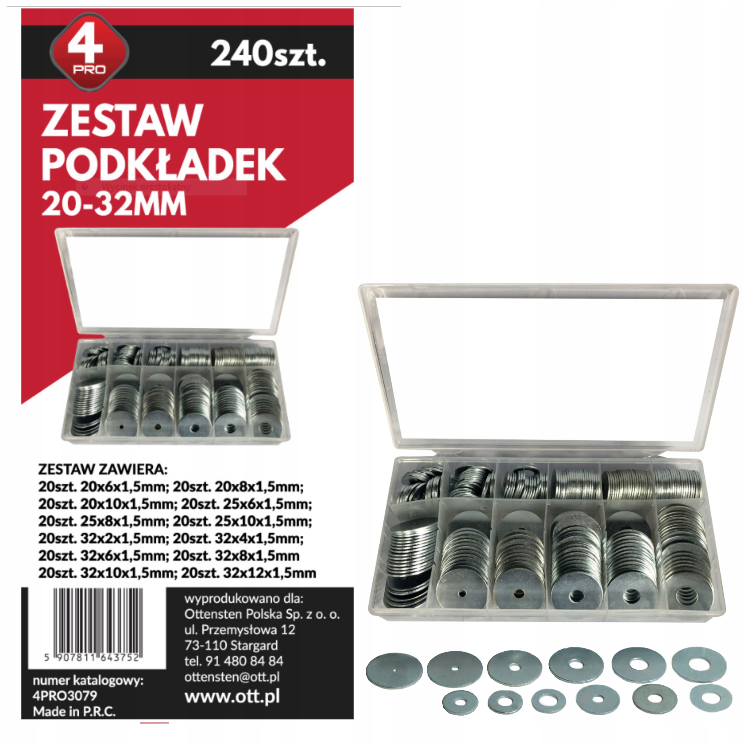 

Podkładki metalowe MIX podkładka 20-32mm 240szt