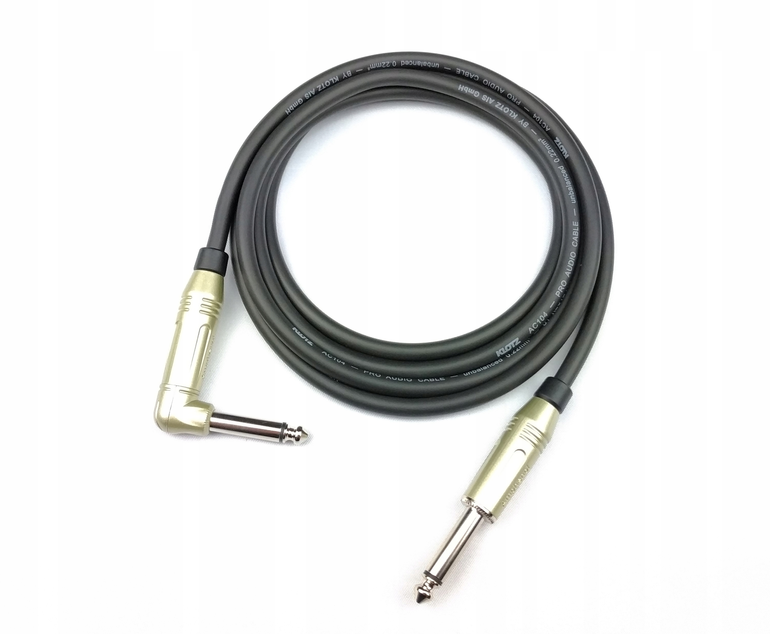 Kabel Gitarowy Klotz Jack kątowy czarny 7,5 m