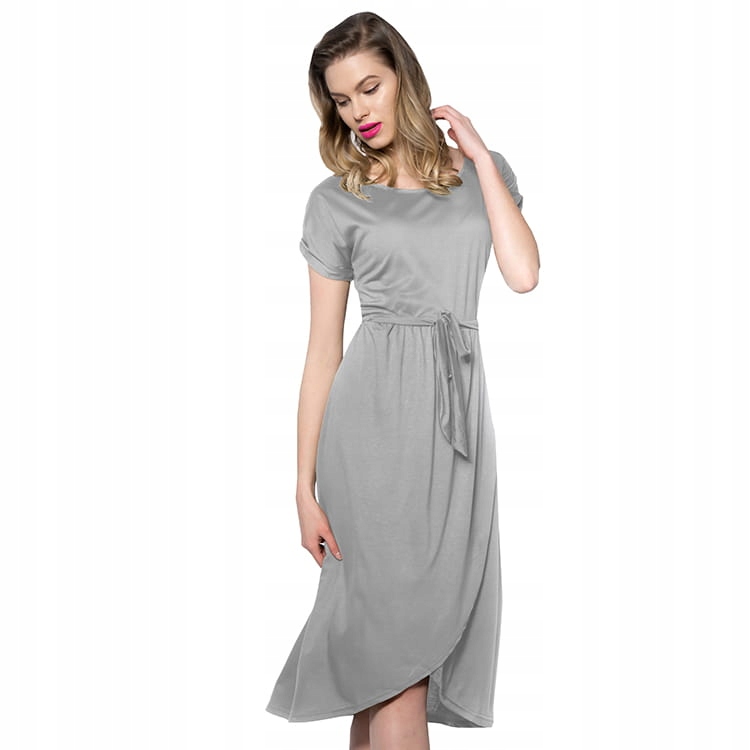 

Długa Asymetryczna Sukienka Szara Molly