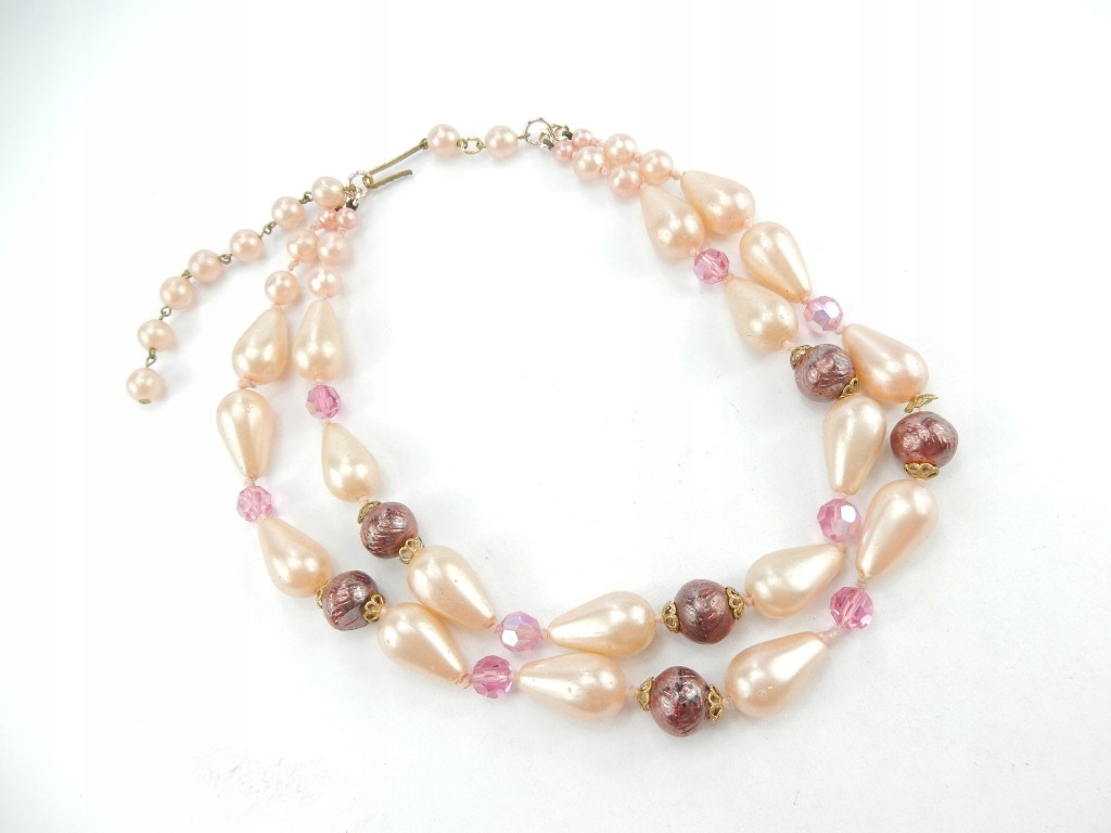 S7 STARY EFEKTOWNY NASZYJNIK KORALE KRYSZTAŁY