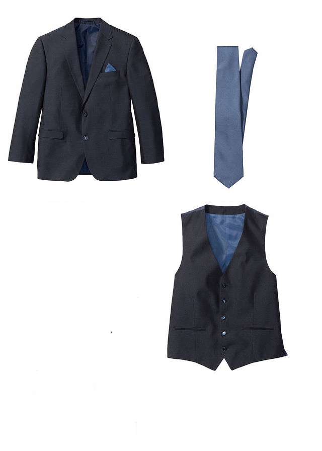 O4561 MARYNARKA KOMPLET KAMIZELKA KRAWAT r.56