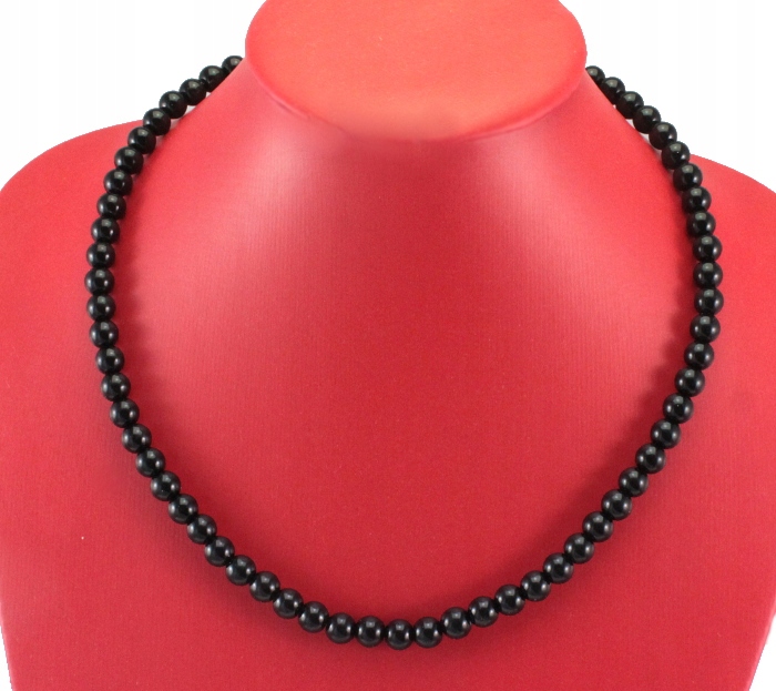 

Naszyjnik Perły Czarne Szklane 8 mm 50 cm