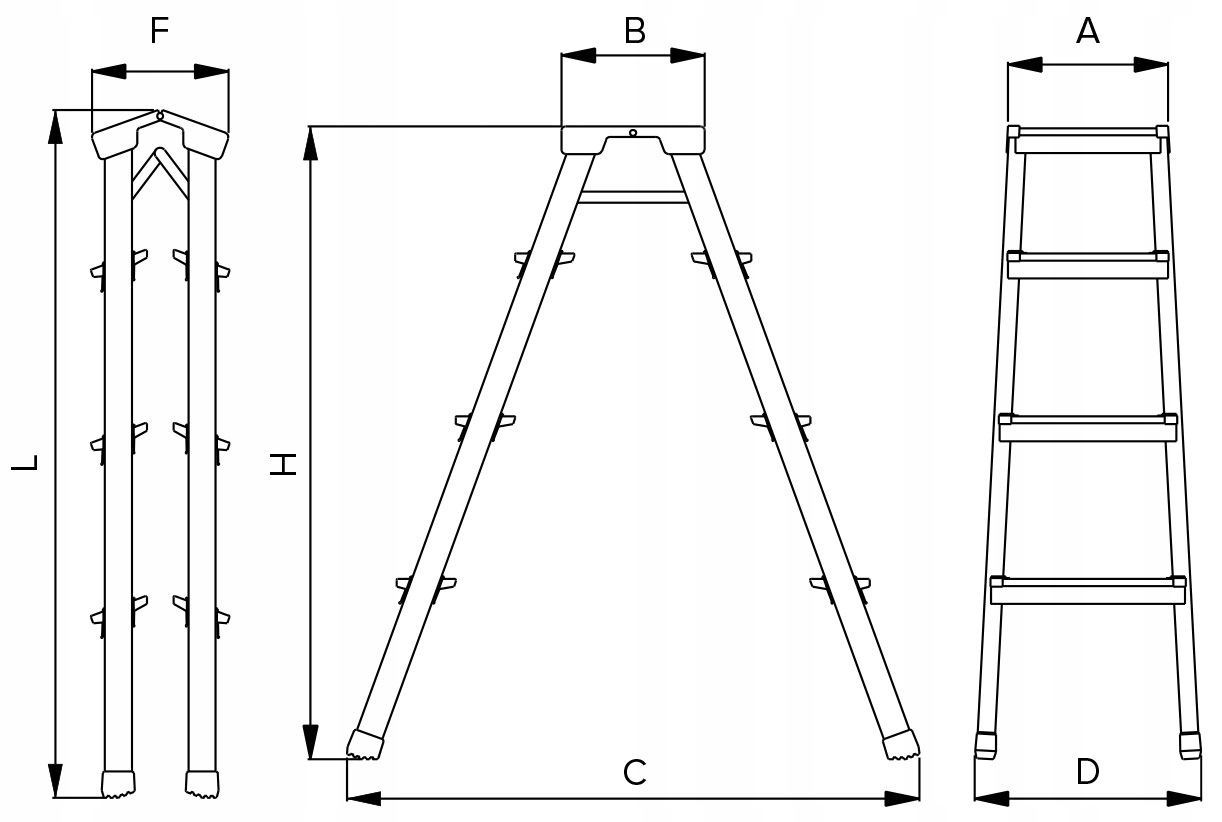 DRABINA DWUSTRONNA PROFESJONALNA DRABEX TP8003 3+1 Wysokość robocza 2.45 m