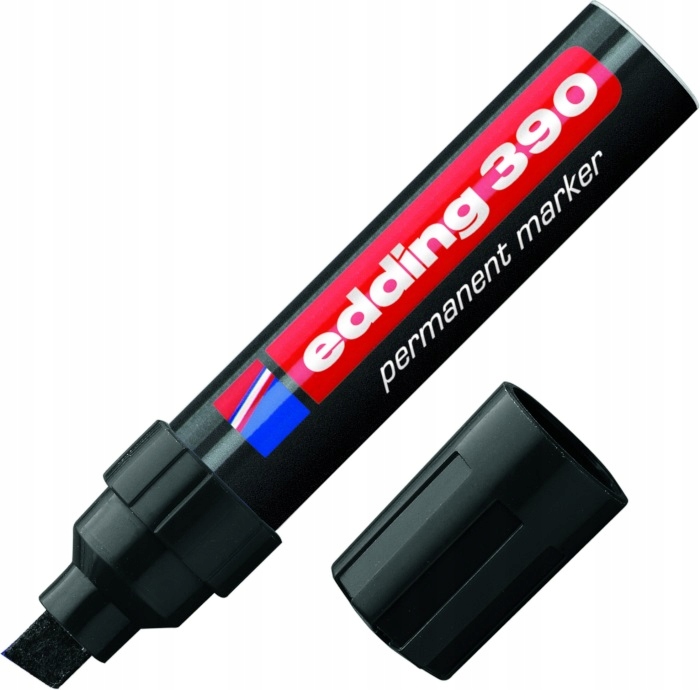 

Marker permanentny gruby Edding 390 ścięty czarny
