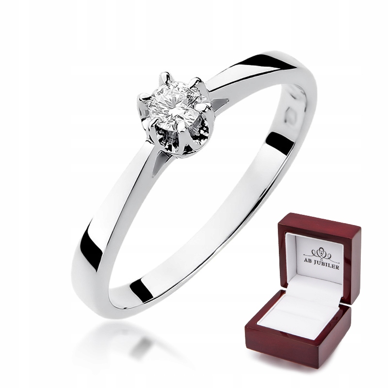 

Pierścionek 585 Białe Złoto Brylant 0,12ct Grawer