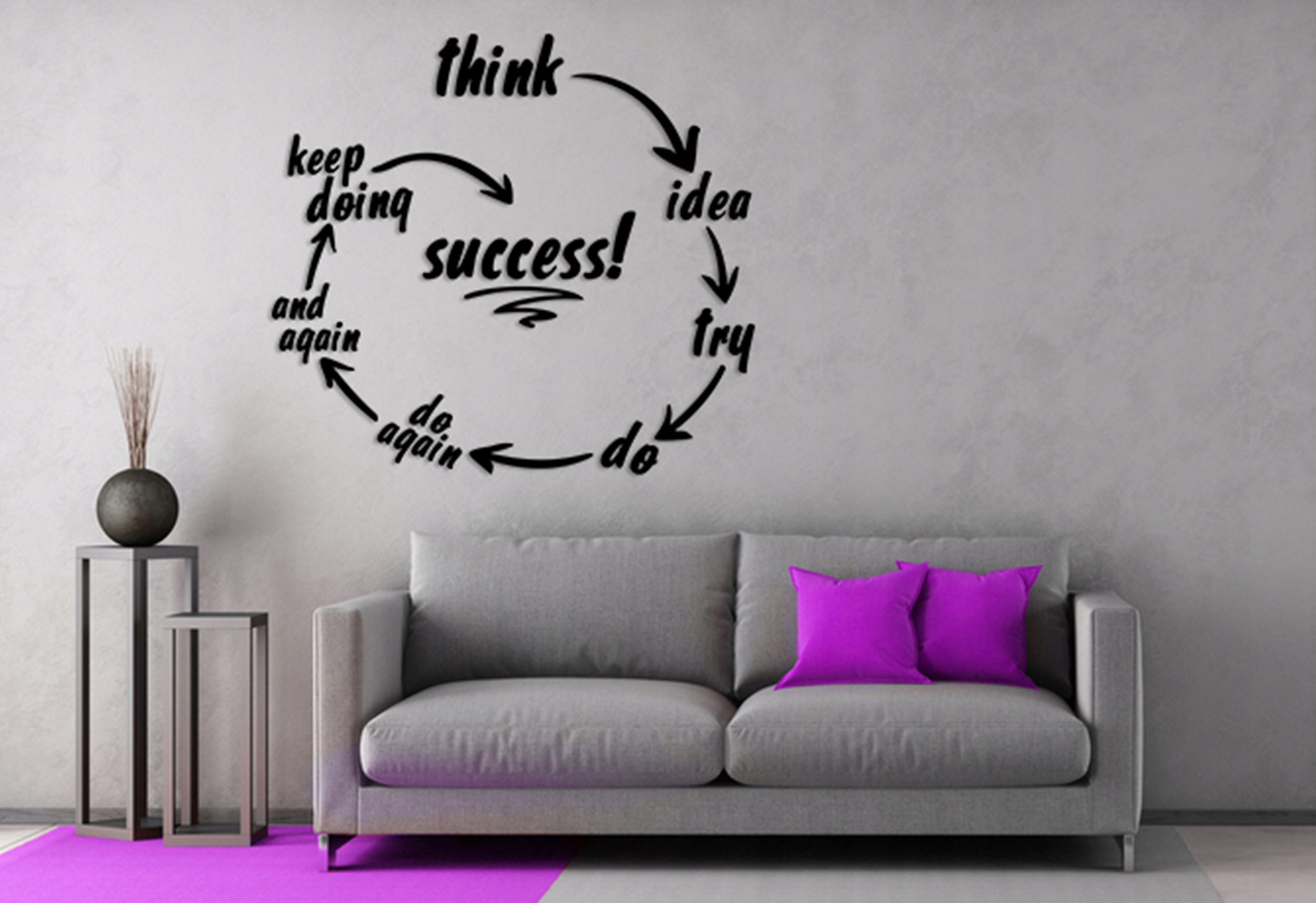 MOTYWUJĄCY! NAPIS NA ŚCIANĘ SZKLANY 3D Grubość 71 cm