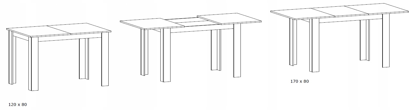 Stół rozkładany KONGO EXT 170X80cm DĄB SONOMA UFC Szerokość mebla 120 cm