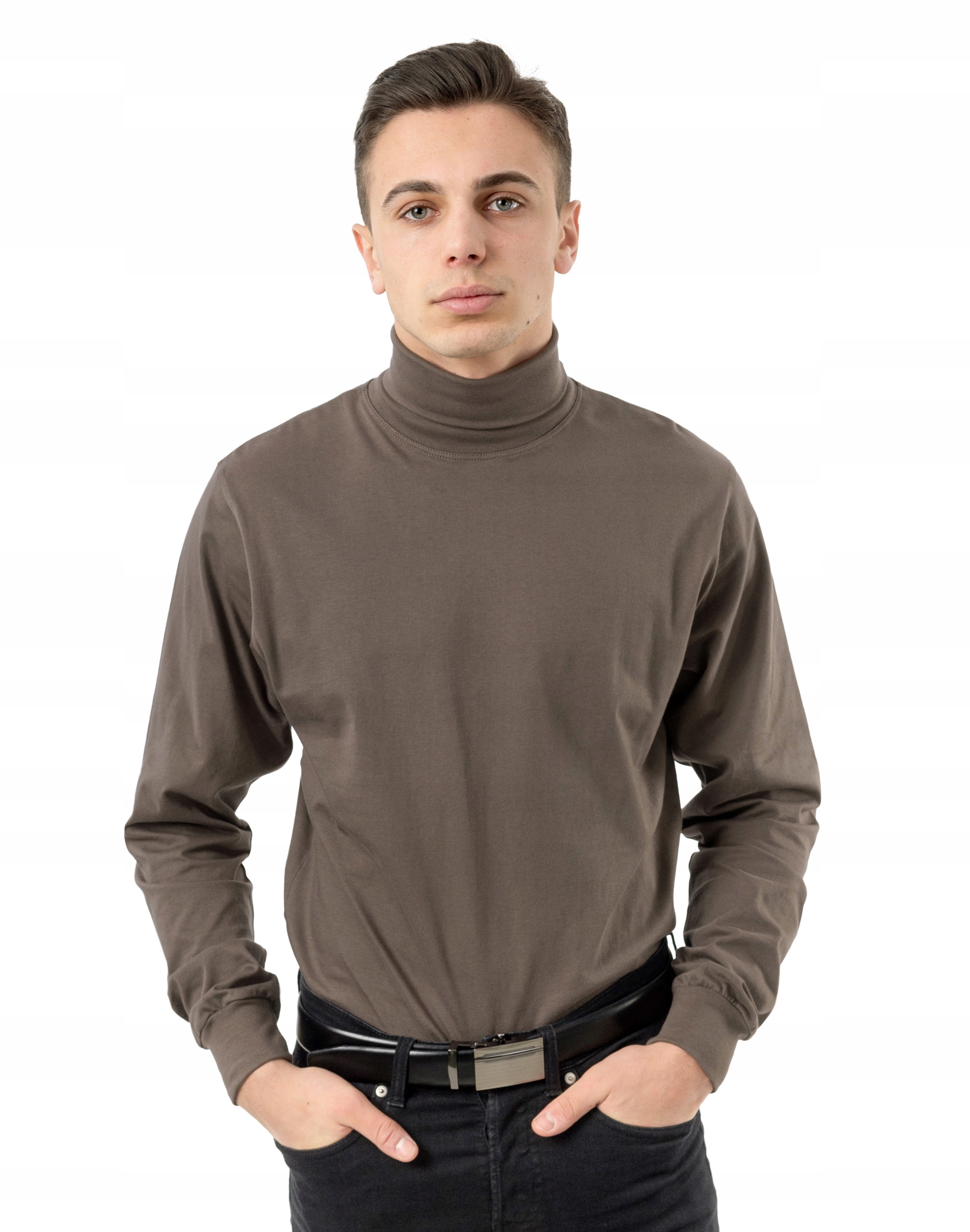 

Elegancki Golf Męski cienki sweter Arek M brązowy