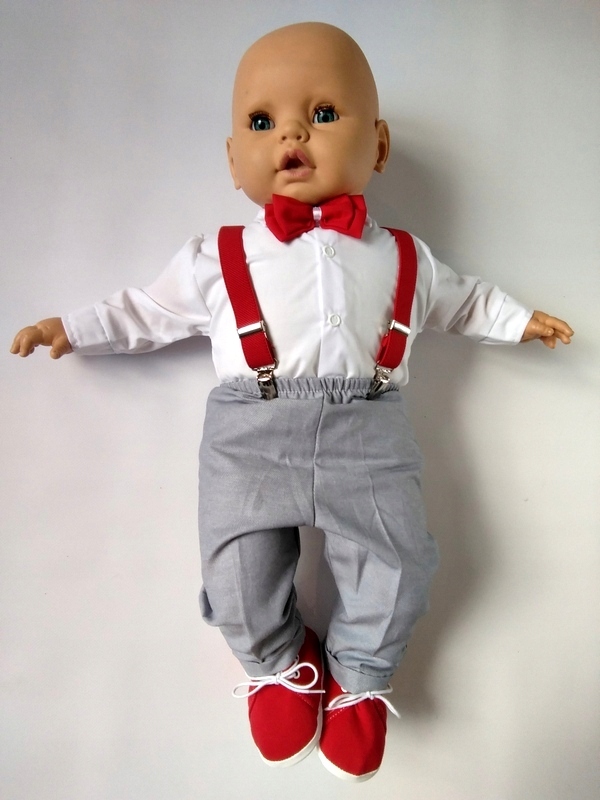 Garniturek do chrztu, ubranko, komplet, SZELKI 80 Kolor niebieski