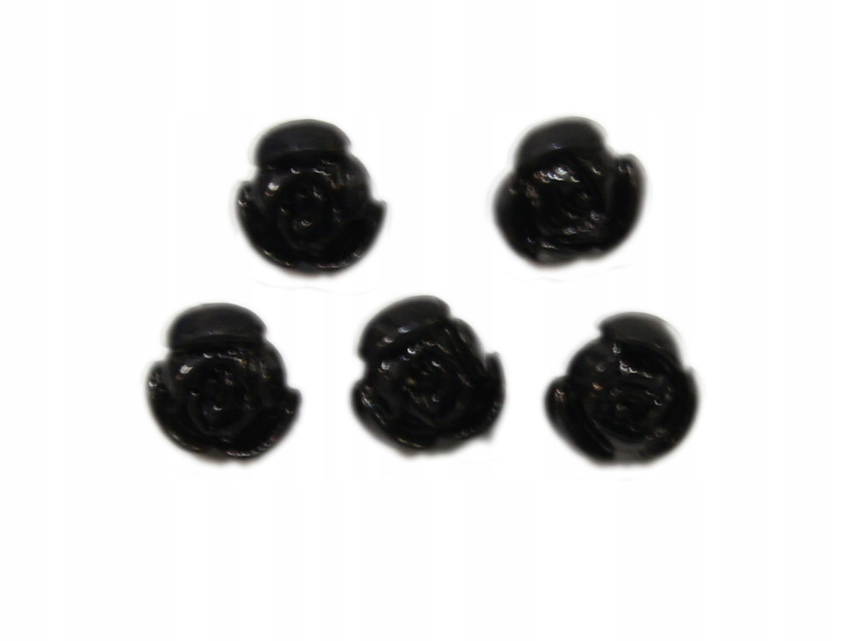 Guziki 10mm Róża różyczka na nóżce Czarna 5szt