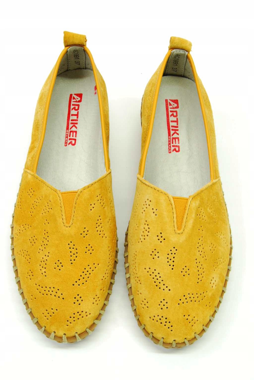 ARTIKER 46C1991 SLIPPERSY wsuwane żółte SKÓRA r 39 Model ATRIKER relaks