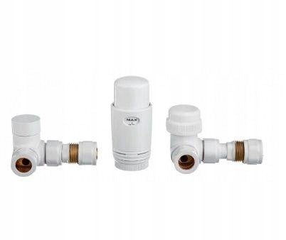 KOMPLET TERMOSTATYCZNY OSIOWY kątowy kolor BIAŁY