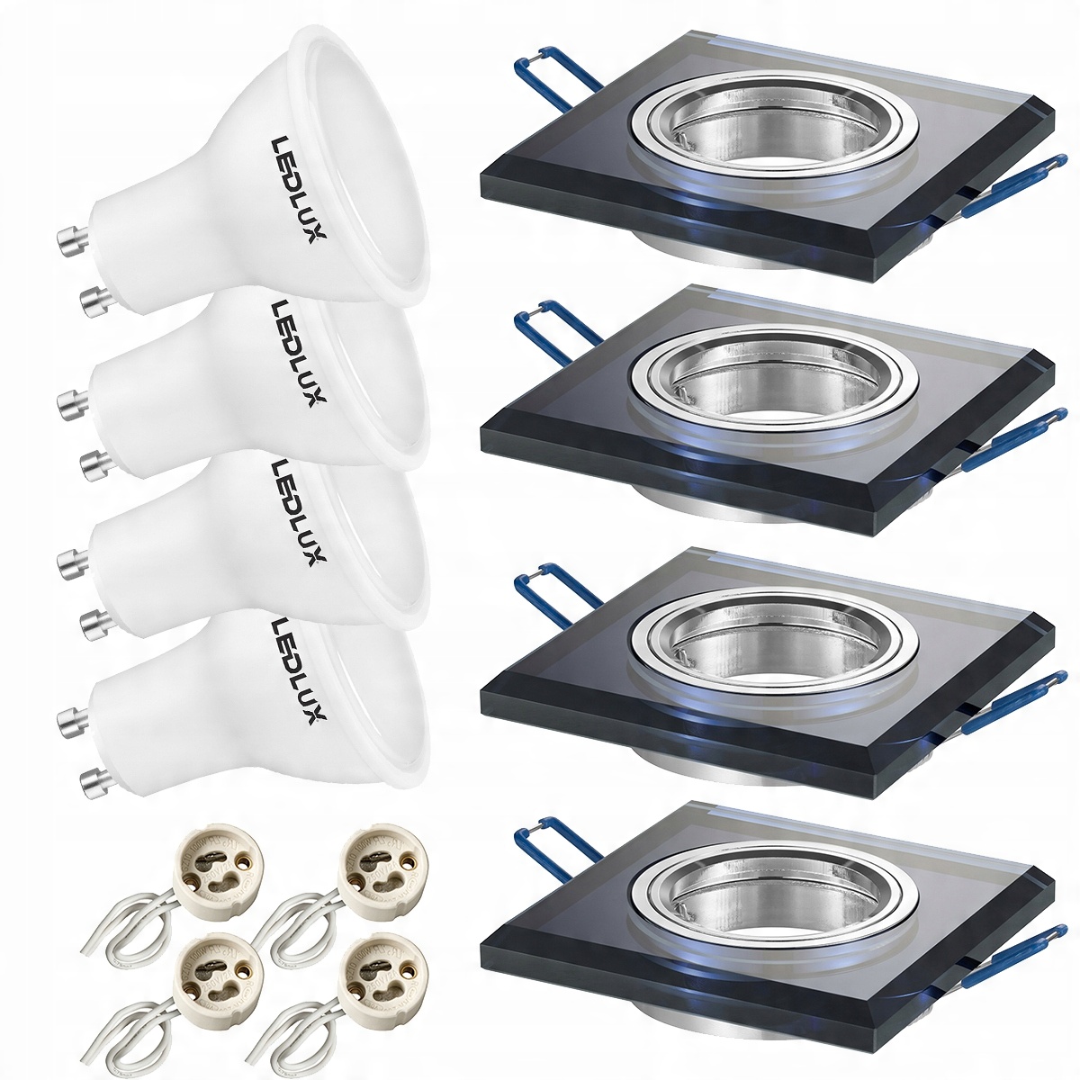 

4x Oprawa halogenowa szklana stała Kw+ Led GU10 5W