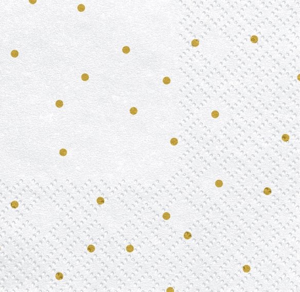 

Serwetki Białe Złote Kropki Groszki Roczek Chrzest