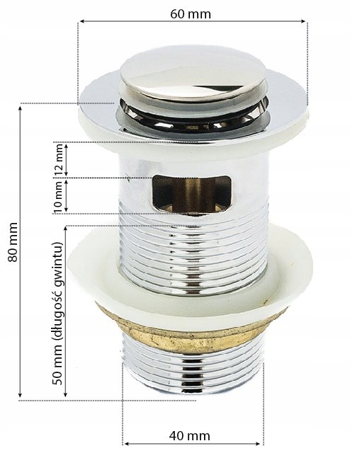 KOREK KLIK KLAK UMYWALKOWY Z PRZELEWEM MOSIĄDZ Marka Aquaparts