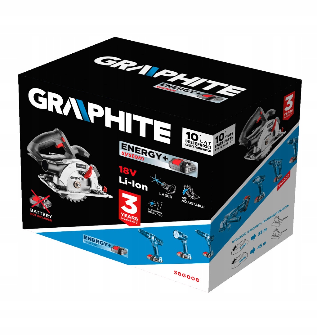 Pilarka tarczowa AKUMULATOROWA ENERGY 18V Li-lon Marka Graphite