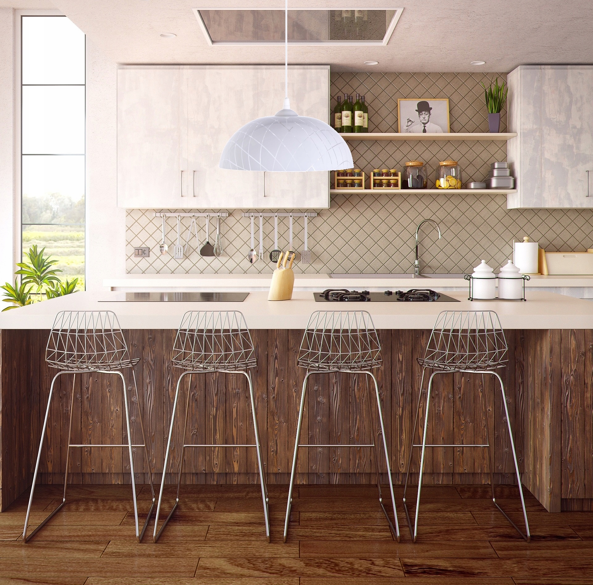 LAMPA WISZĄCA ŻYRANDOL PLAFON PÓŁKULA KUCHENNA LED Rodzaj lampy Sufitowe - wiszące