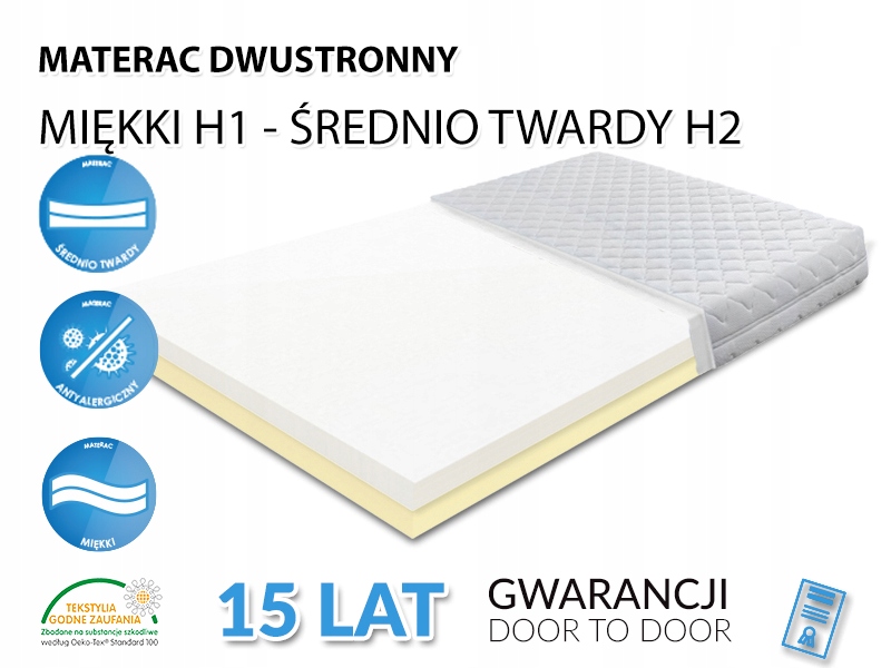 ANTYALERGICZNY MATERAC Z PIANKĄ DWUSTRONNĄ 90X190