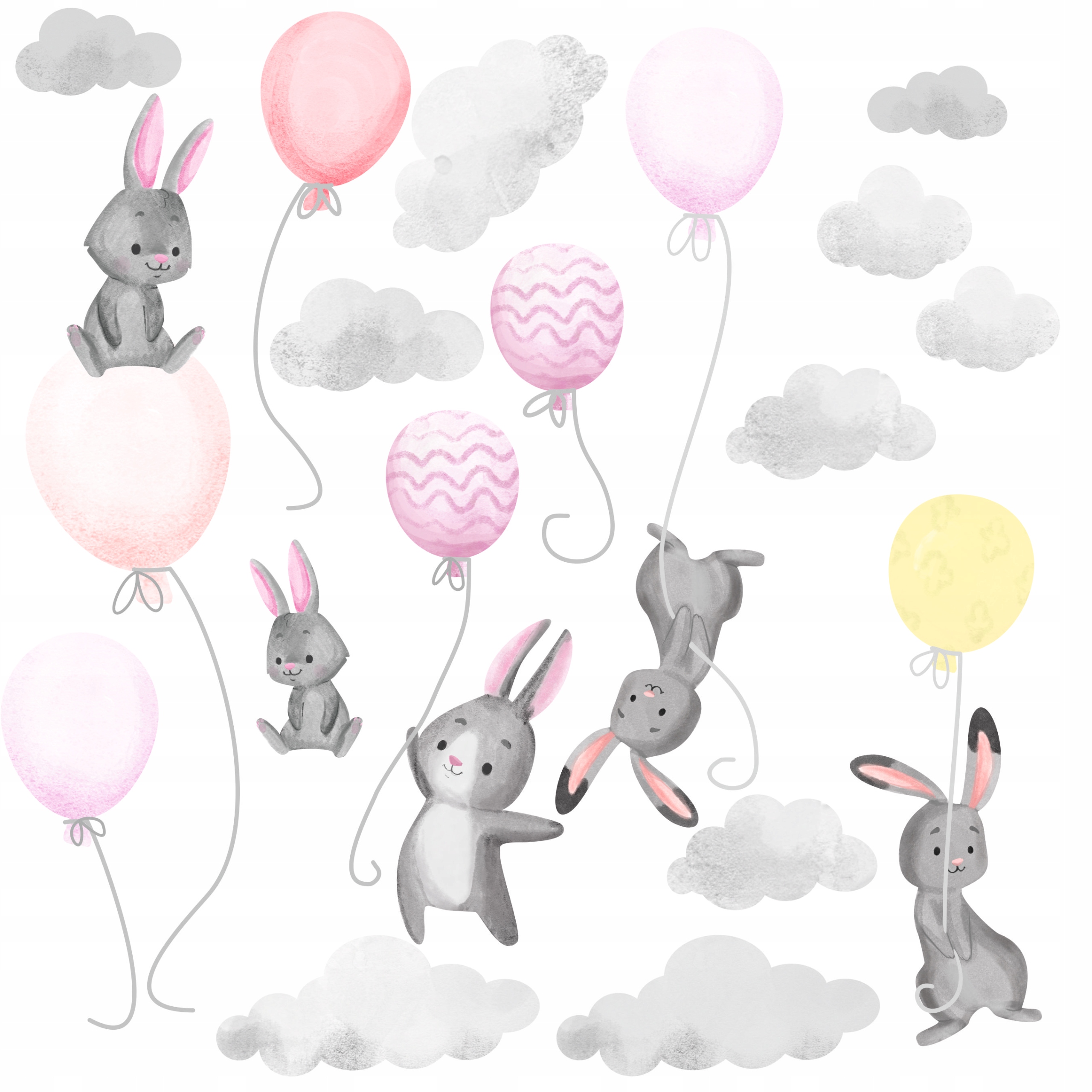 

naklejki dla dzieci na ścianę króliki Balony Balon