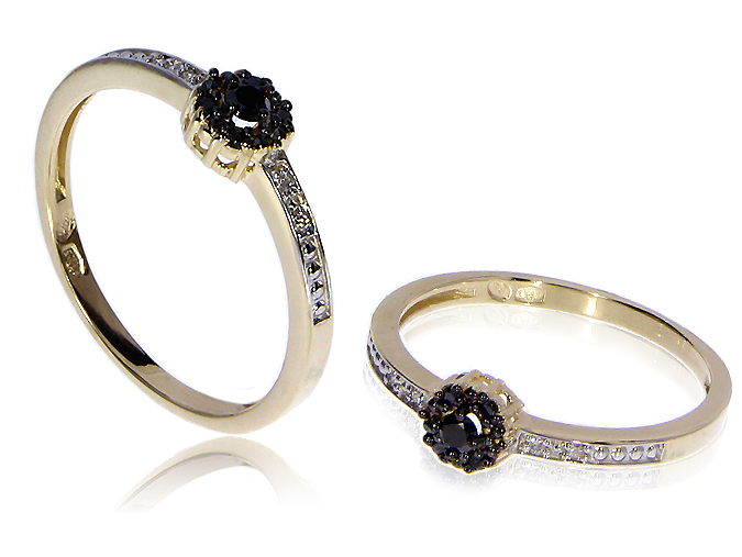 

Złoty Pierścionek Zaręczyny Czarny Brylant LgP441