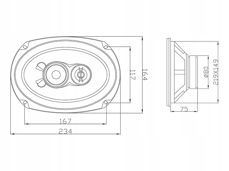 KOMPLET GŁOŚNIKÓW SAMOCHODOWYCH 6x9'' 250W 4 Ohm Marka Blow